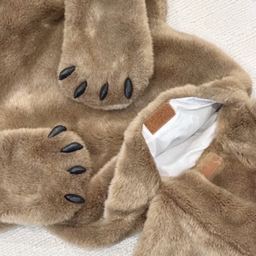 JAAG Plush Brown Bear 37” Jumbo Lays Flat Realistic Head Handles Pocket PJ Bag